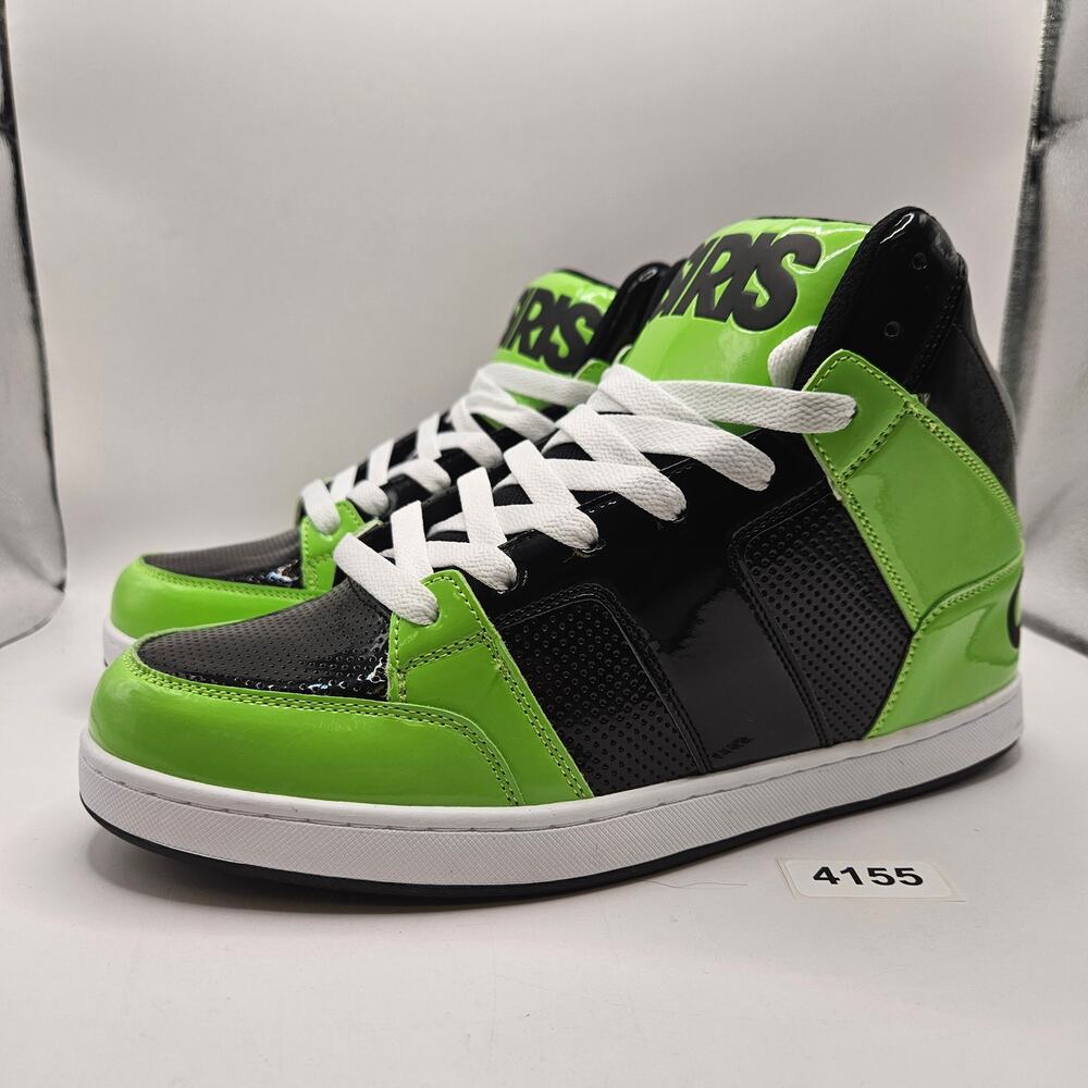 OSIRIS MEN 10.5 CONVOY MID HJ.BTS.26 SKATEBOARDING SHOES GREE BLACK PATENT NWOB